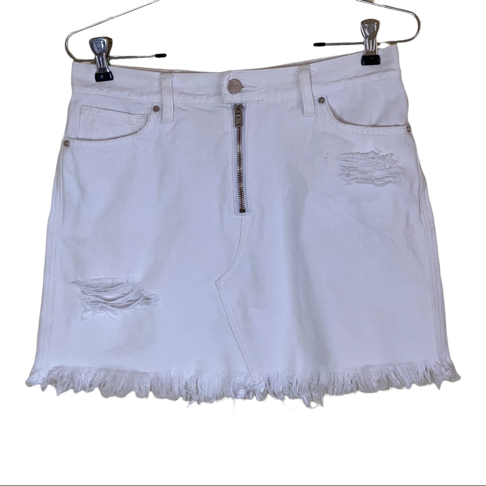 Sanctuary Distressed White Denim Mini Skirt 27